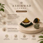 Aashirwad Combo [( Sree Yantra Pyramid, Dhanyog Tortoise, Raw Pyrite Stone ( Upto 50 Grams)]