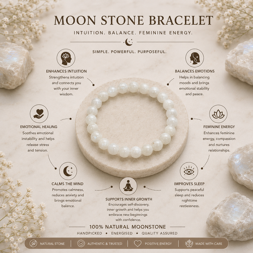 Moonstone Bracelet   + Free Gangajal And Digital Naam Jap Counter