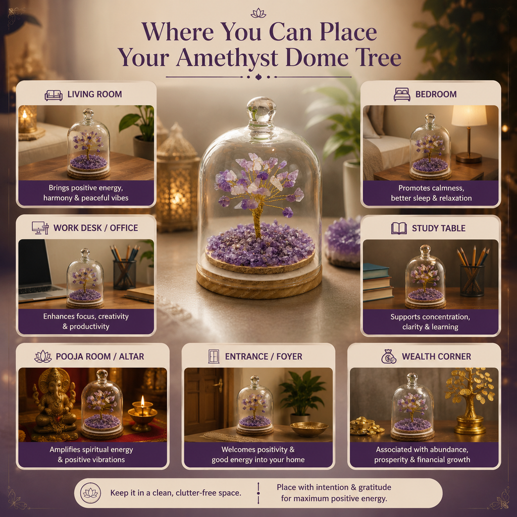 Amethyst Dome Tree – Premium Glass Dome Healing Bonsai for Home & Office Decor