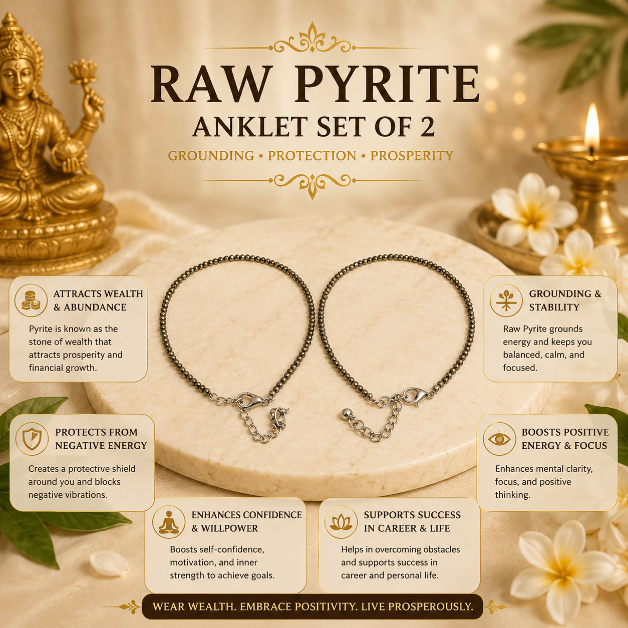 RAW PYRITE ANKLET SET OF 2