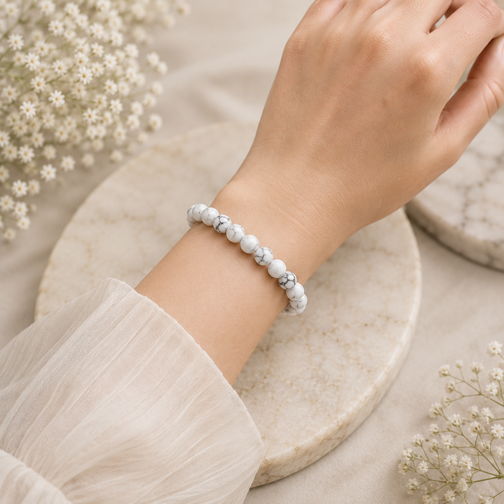 Howlite Bracelet  + Free Gangajal And Digital Naam Jap Counter