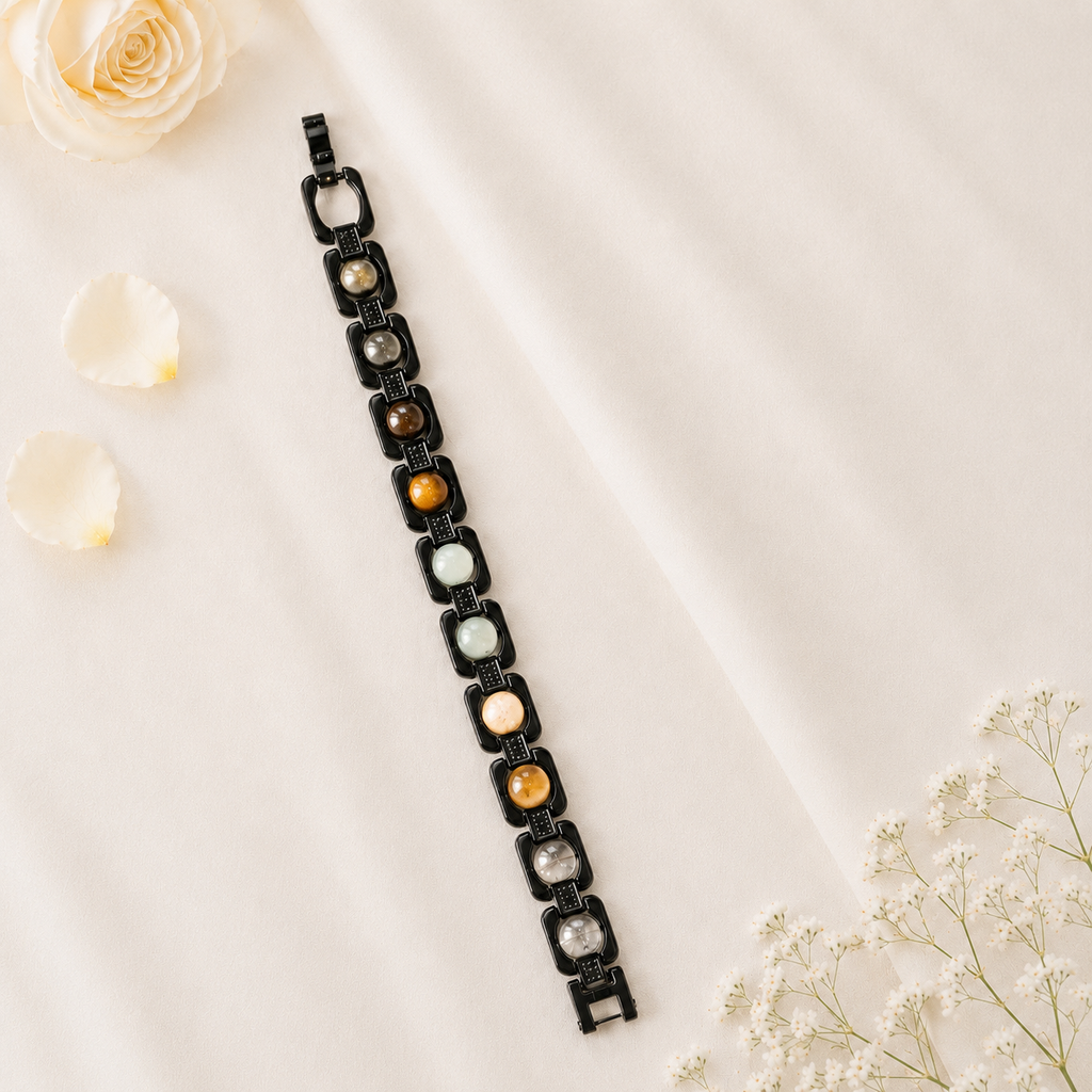 Metal Dhan Yog Bracelet (Black Plated) + Free Gangajal And Naam Jap Counter