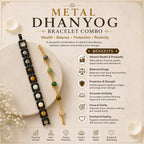 Metal Dhanyog Couple Combo Bracelet | Black Metal & Gold Plated | For Couple