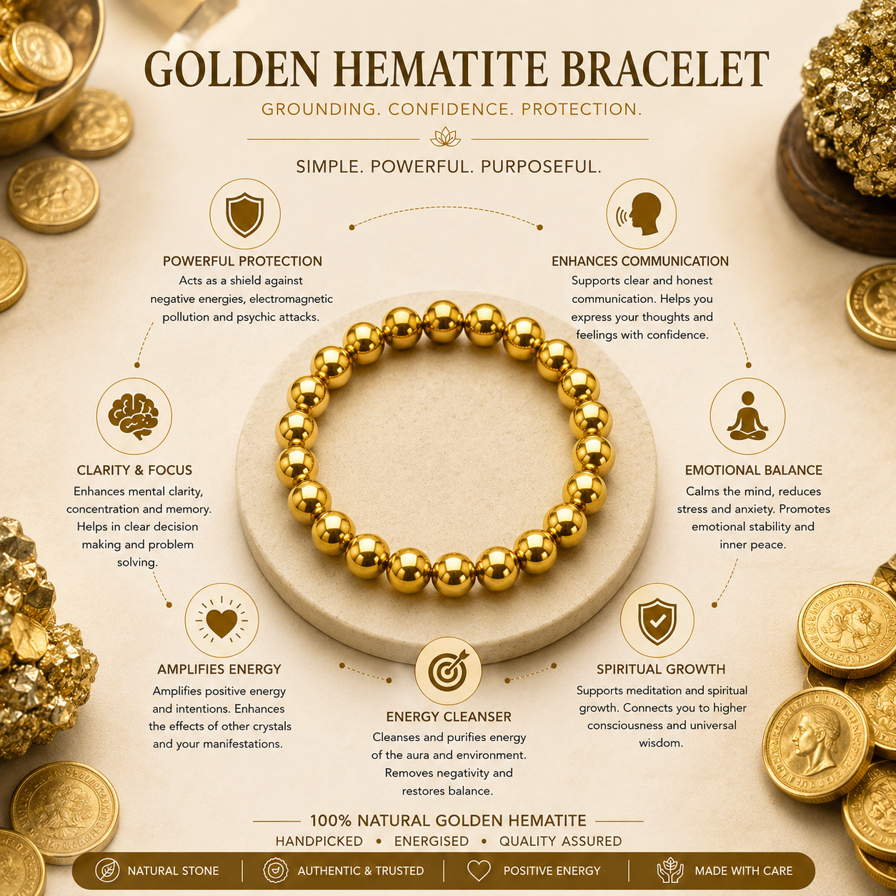 GOLDEN HEMATITE BRACELET