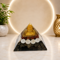 Pyrite Shree Yantra Pyramid with Gomti Chakra | Vastu Pyramid for Home & Office