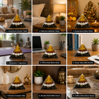 Pyrite Shree Yantra Pyramid with Gomti Chakra | Vastu Pyramid for Home & Office