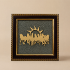 7 Running Horses with Rising Sun Pyrite Frame for Wealth, Success & Vastu Décor