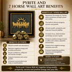 7 Running Horses with Rising Sun Pyrite Frame for Wealth, Success & Vastu Décor