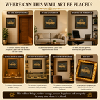 7 Running Horses with Rising Sun Pyrite Frame for Wealth, Success & Vastu Décor