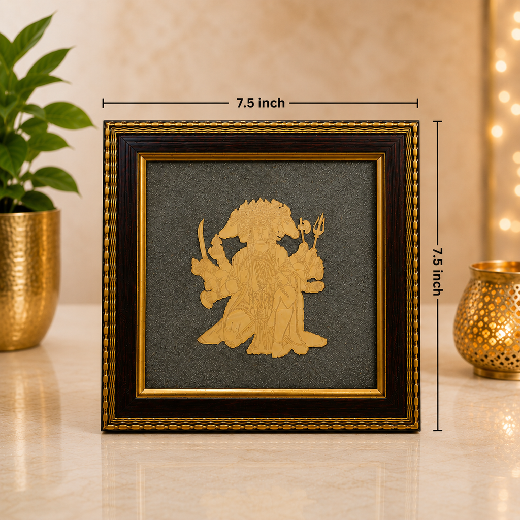 Panchmukhi Hanuman Ji Pyrite Frame | Vastu Wall Decor for Protection & Positive Energy