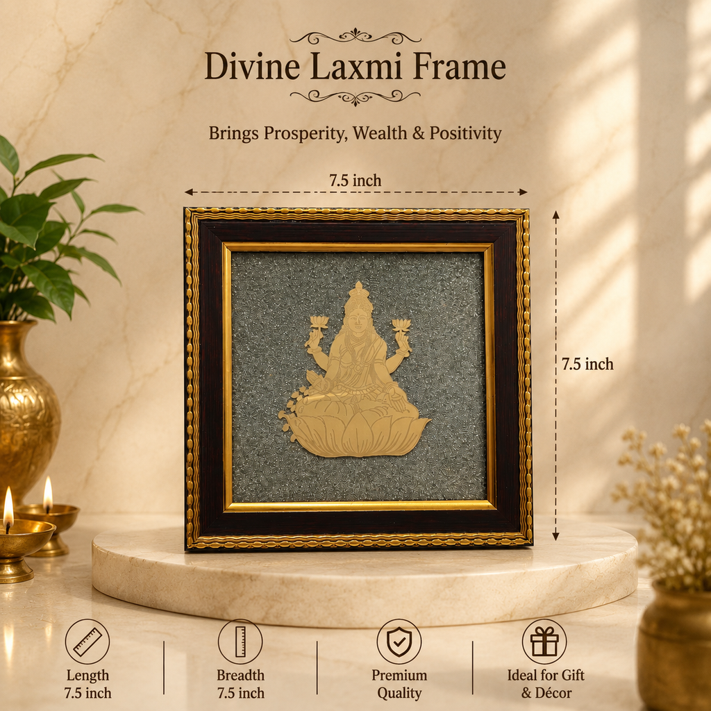 Maa Lakshmi Ji Pyrite Frame | Premium Vastu Wall Decor for Wealth & Prosperity