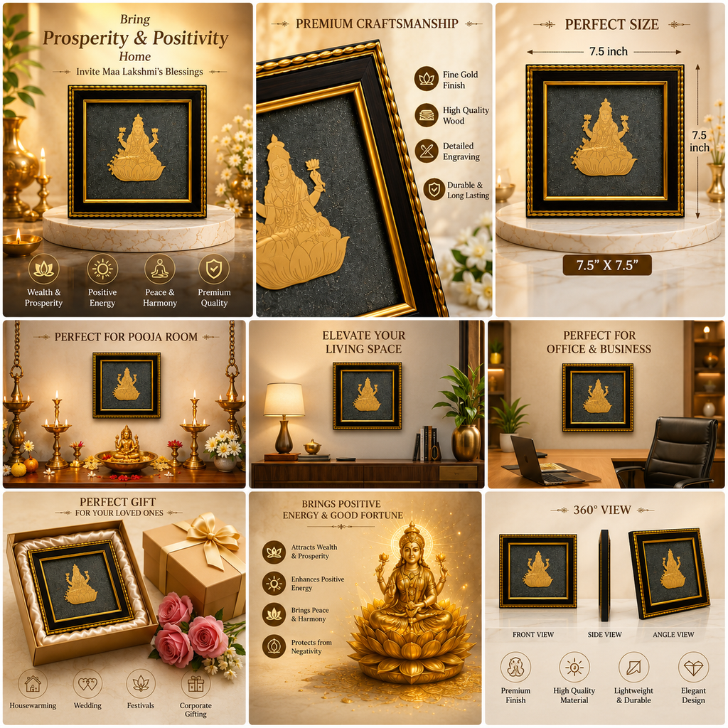 Maa Lakshmi Ji Pyrite Frame | Premium Vastu Wall Decor for Wealth & Prosperity