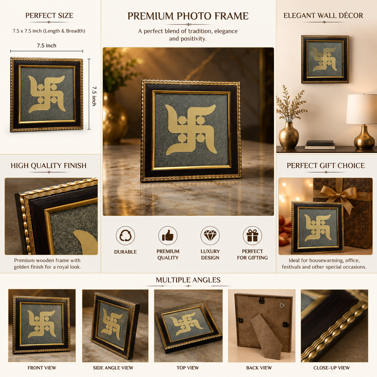 Swastik Pyrite Frame | Premium Vastu Wall Decor for Home