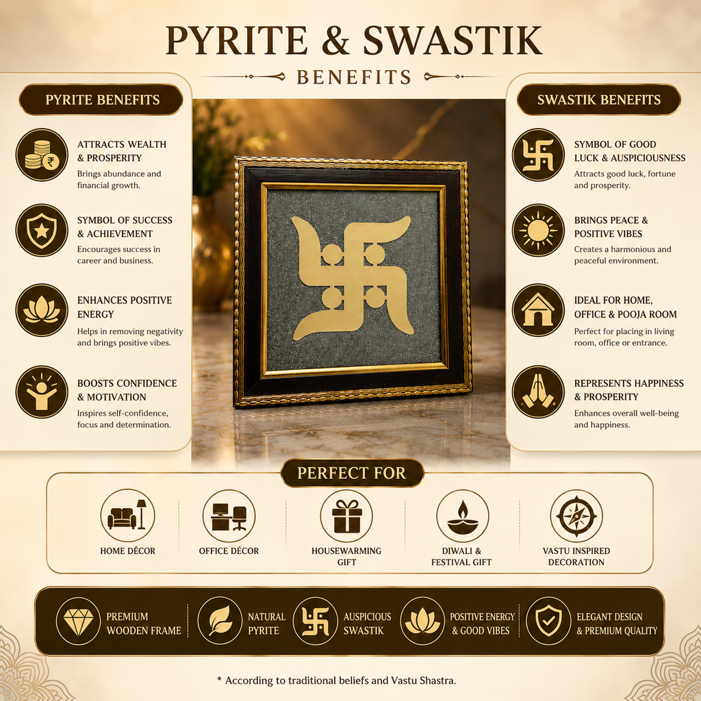 Swastik Pyrite Frame | Premium Vastu Wall Decor for Home