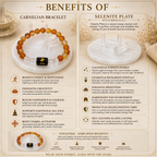 Virgo Zodiac Bracelet (कन्या राशि) with Natural Selenite Plate | Carnelian & Clear Quartz Bracelet