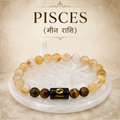 Pisces Zodiac Bracelet (मीन राशि) with Natural Selenite Plate | Citrine & Tiger Eye Bracelet