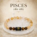 Pisces Zodiac Bracelet (मीन राशि) with Natural Selenite Plate | Citrine & Tiger Eye Bracelet