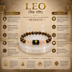 Leo Zodiac Bracelet (सिंह राशि) with Natural Selenite Plate | Tiger Eye, Citrine & Sunstone Bracelet