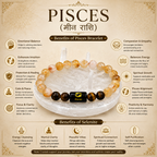 Pisces Zodiac Bracelet (मीन राशि) with Natural Selenite Plate | Citrine & Tiger Eye Bracelet