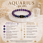 Aquarius Zodiac Bracelet (कुंभ राशि) with Natural Selenite Plate | Amethyst & Lapis Lazuli Bracelet