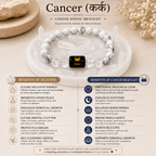 Cancer Zodiac Bracelet (कर्क राशि) with Natural Selenite Plate | Howlite & Clear Quartz Bracelet