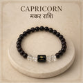 Capricorn Zodiac Bracelet (मकर राशि) | Natural Black Onyx & Clear Quartz Crystal Bracelet
