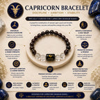 Capricorn Zodiac Bracelet (मकर राशि) | Natural Black Onyx & Clear Quartz Crystal Bracelet