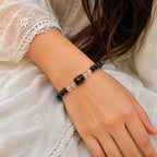 Capricorn Zodiac Bracelet (मकर राशि) with Natural Selenite Plate | Garnet & Clear Quartz Bracelet