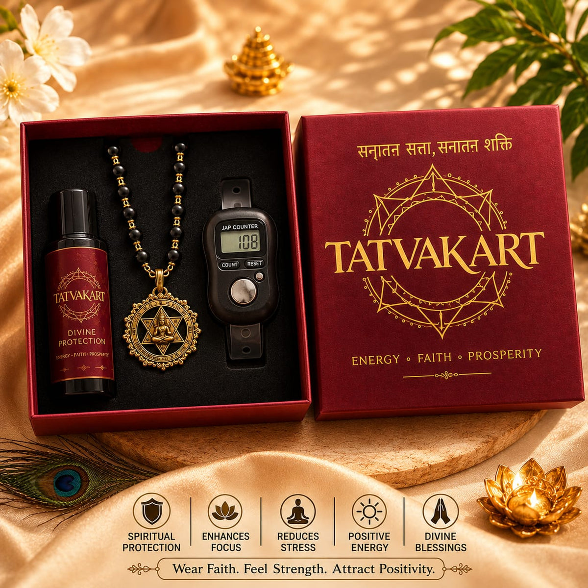 Black Bead Karungali Mala with Shree Hanuman Pendant | Natural Ebony Wood | Divine Protection | Tatvakart