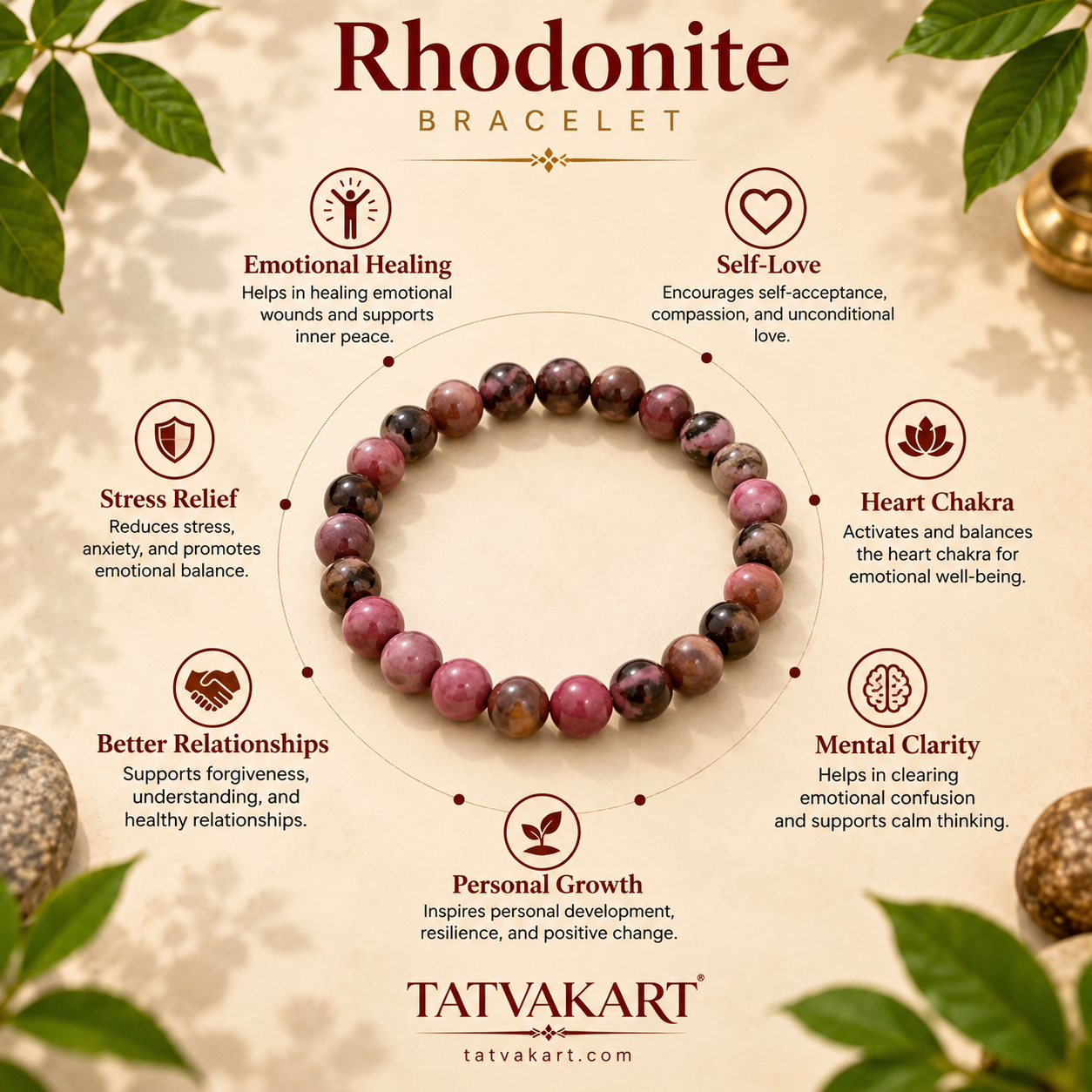 Rhodonite Bracelet  + Free Gangajal And Digital Naam Jap Counter