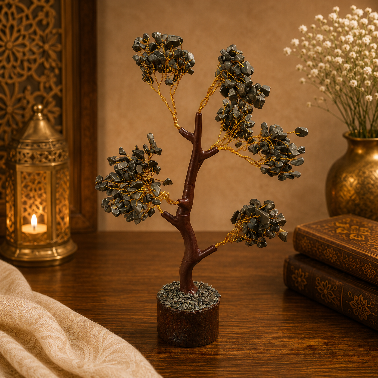 Natural Pyrite Crystal Tree for Prosperity, Protection & Positive Energy | Premium Gemstone Bonsai Décor