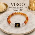 Virgo Zodiac Bracelet (कन्या राशि) | Natural Carnelian & Clear Quartz Crystal Bracelet