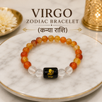 Virgo Zodiac Bracelet (कन्या राशि) | Natural Carnelian & Clear Quartz Crystal Bracelet