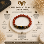Aries Zodiac Bracelet (मेष राशि) | Natural Red Jasper & Tiger Eye Crystal Bracelet