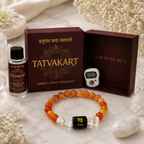Virgo Zodiac Bracelet (कन्या राशि) with Natural Selenite Plate | Carnelian & Clear Quartz Bracelet
