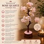 Natural Rose Quartz Crystal Tree for Love, Harmony & Positive Energy | Premium Gemstone Bonsai Décor