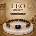Leo Zodiac Bracelet (सिंह राशि) with Natural Selenite Plate | Tiger Eye, Citrine & Sunstone Bracelet