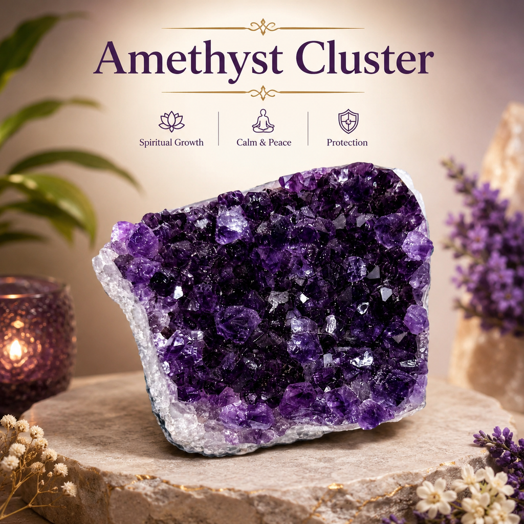Natural Amethyst Cluster | Original Healing Crystal for Home & Office