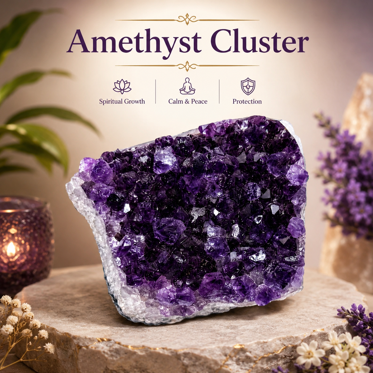 Natural Amethyst Cluster | Original Healing Crystal for Home & Office