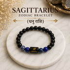 Sagittarius Zodiac Bracelet (धनु राशि) | Natural Black Onyx & Lapis Lazuli Crystal Bracelet