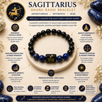 Sagittarius Zodiac Bracelet (धनु राशि) | Natural Black Onyx & Lapis Lazuli Crystal Bracelet