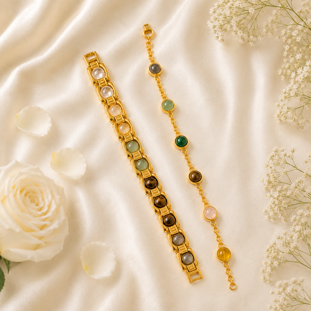 Metal Dhanyog Couple Combo Bracelet | Gold Plated | Premium Couple Bracelet