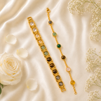 Metal Dhanyog Couple Combo Bracelet | Gold Plated | Premium Couple Bracelet