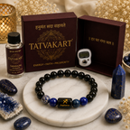 Sagittarius Zodiac Bracelet (धनु राशि) | Natural Black Onyx & Lapis Lazuli Crystal Bracelet