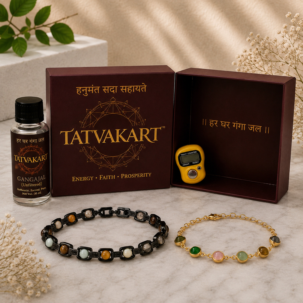 Metal Dhanyog Couple Combo Bracelet | Black Metal & Gold Plated | For Couple