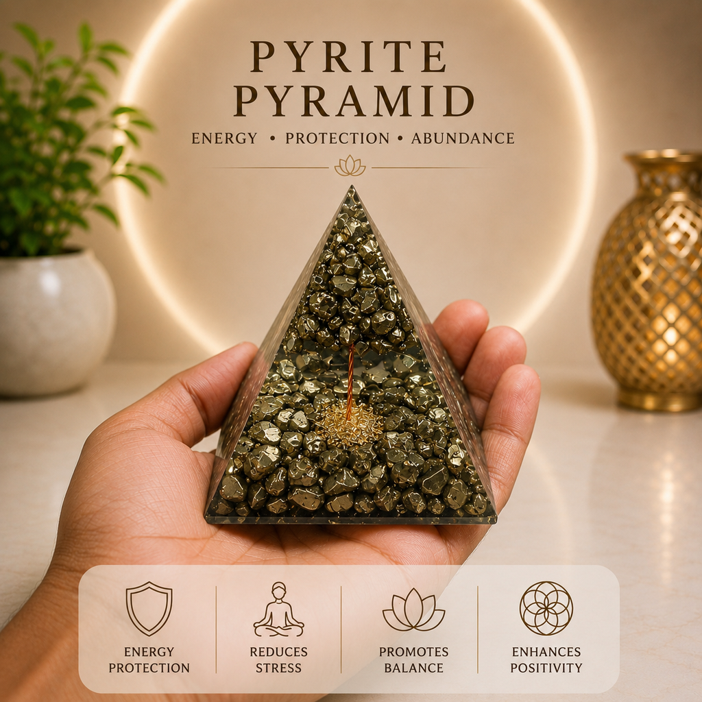 Pyrite Energy Pyramid | Natural Crystal Pyramid for Home & Workspace